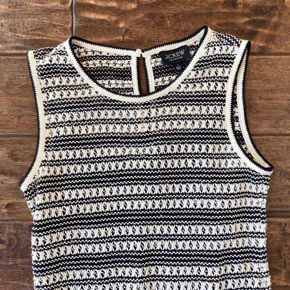 J. Crew Collection Crochet Midi Dress in Stripe Womens S Ivory Black Resortwear - Picture 3 of 16